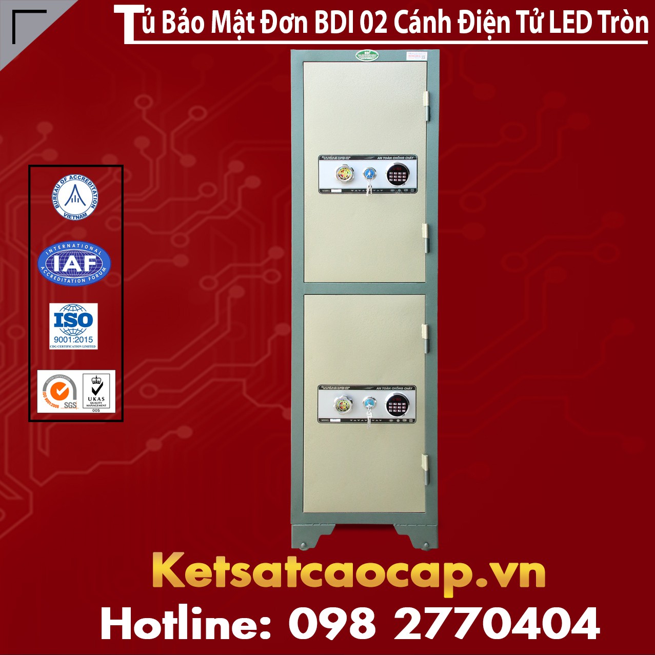 Tủ Bảo Mật Đơn BDI 02 Cánh Điện Tử LED Tròn