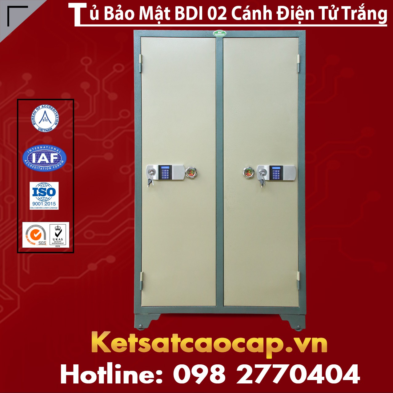 Tủ Bảo Mật BDI 2 Cánh Điện Tử Trắng