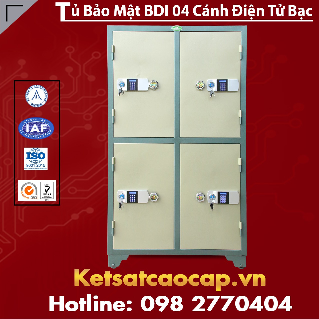 Tủ Bảo Mật BDI 4 Cánh Điện Tử Bạc