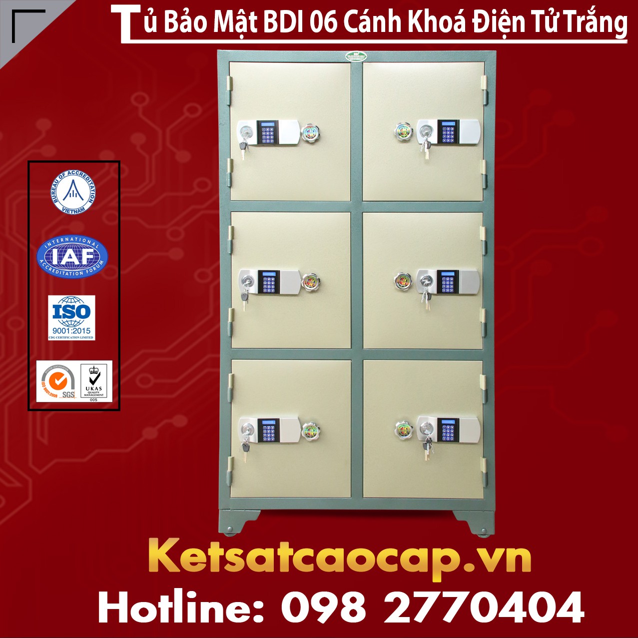 Tủ Bảo Mật BDI 06 Cánh Điện Tử Trắng