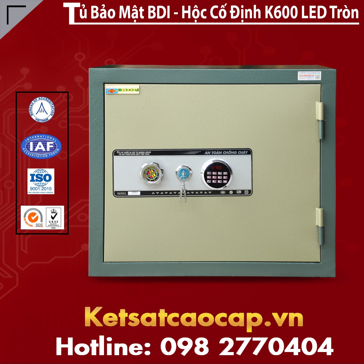 Tủ Bảo Mật BDI - Hộc Cố Định K600 - LED Tròn
