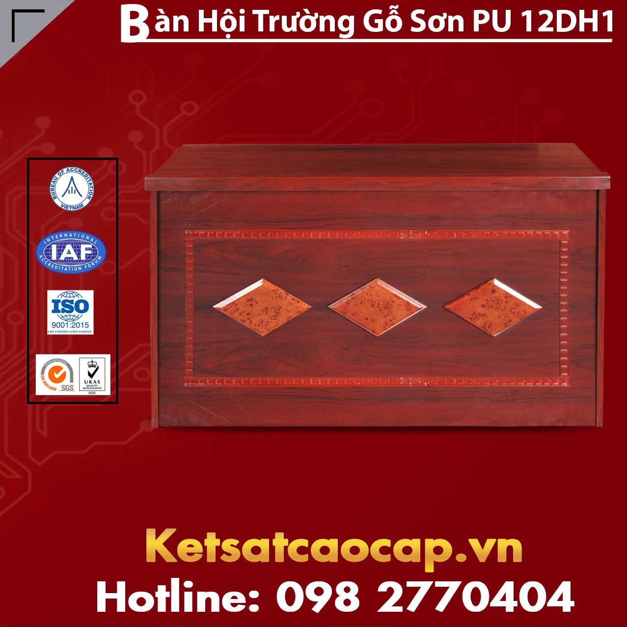 Bàn Hội Trường Gỗ Sơn PU 12DH1