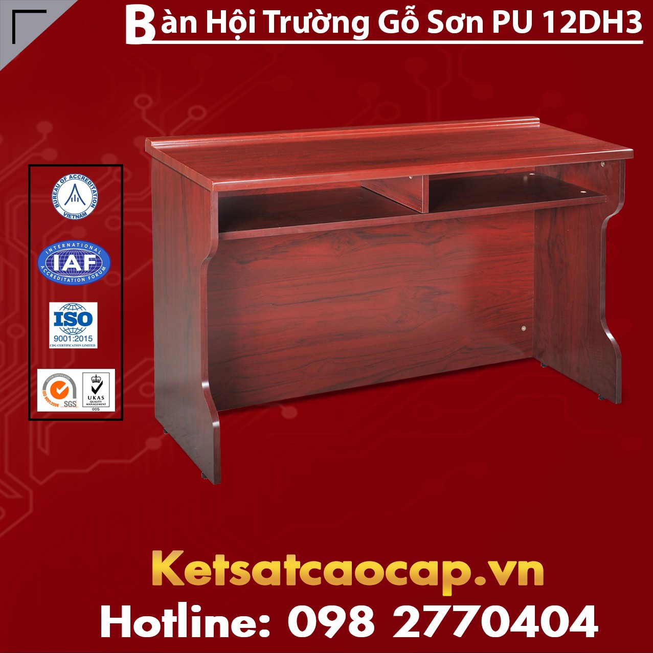 Bàn Hội Trường Gỗ Sơn PU 12DH3