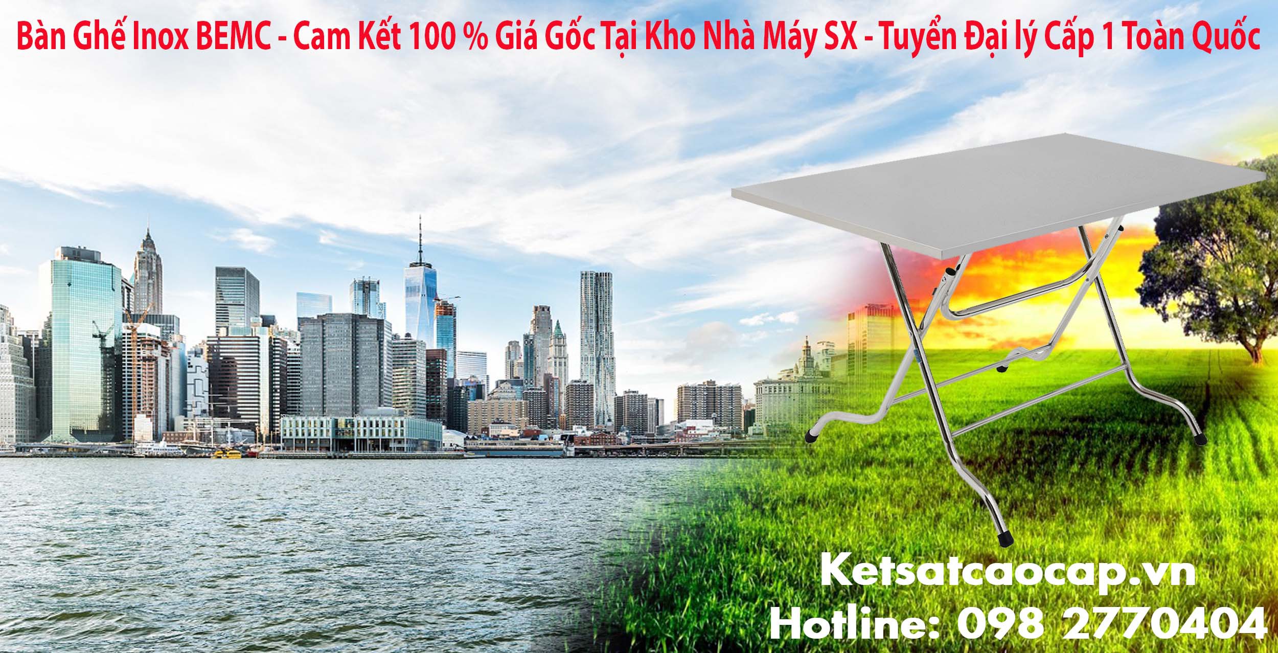 Bàn inox chữ nhật chân xếp