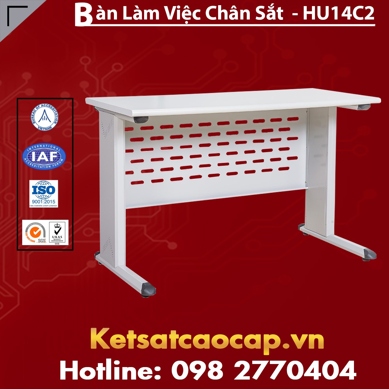 Bàn Làm Việc Chân Sắt - HU14C2
