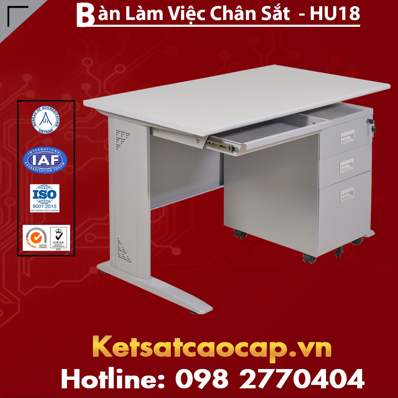 Bàn Làm Việc Chân Sắt - HU18