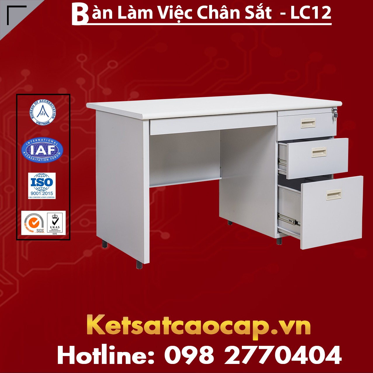 Bàn Làm Việc Chân Sắt - LC12