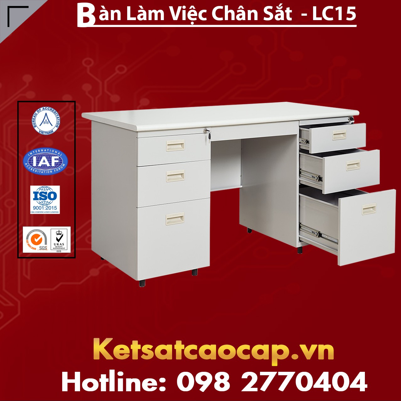 Bàn Làm Việc Chân Sắt - LC15