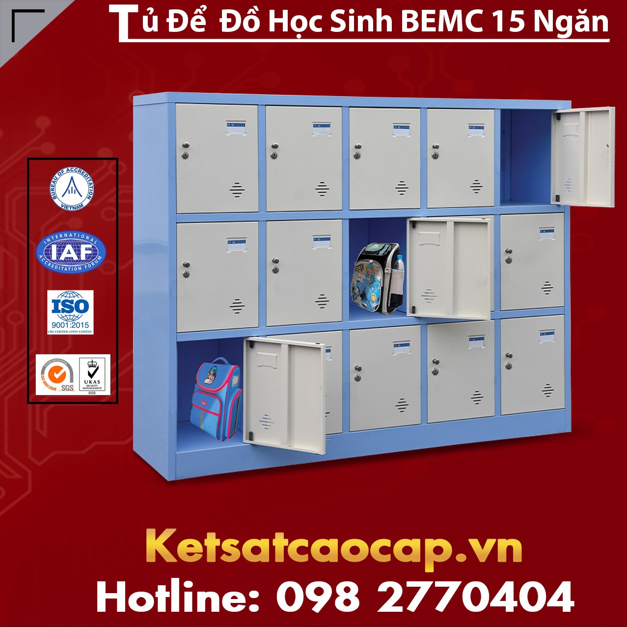 TỦ ĐỂ ĐỒ HỌC SINH BEMC 15 NGĂN