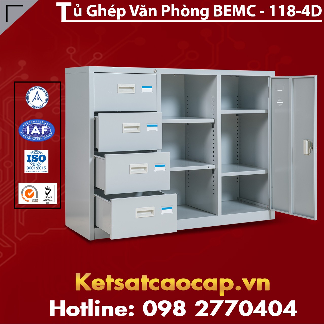Tủ Ghép Văn Phòng BEMC-118-4D