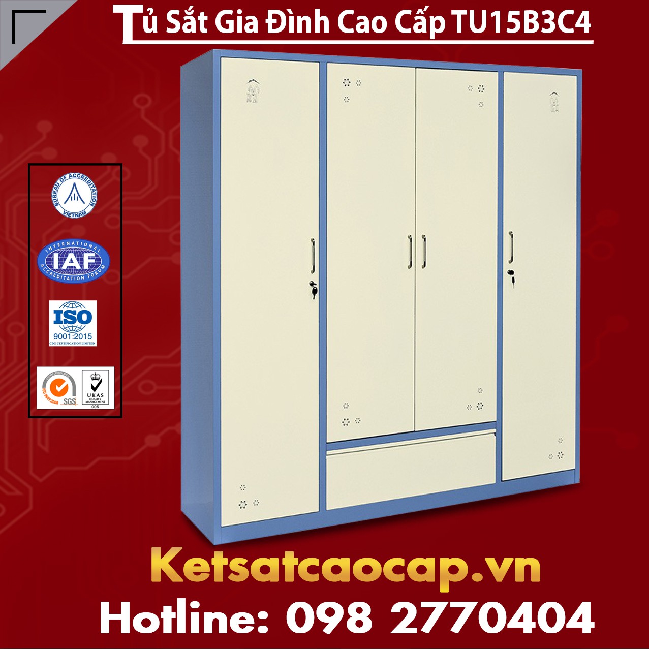 Tủ Sắt Gia Đình TU15B3C4