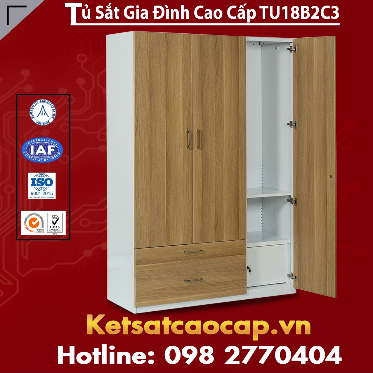 Tủ Sắt Gia Đình TU18B2C3