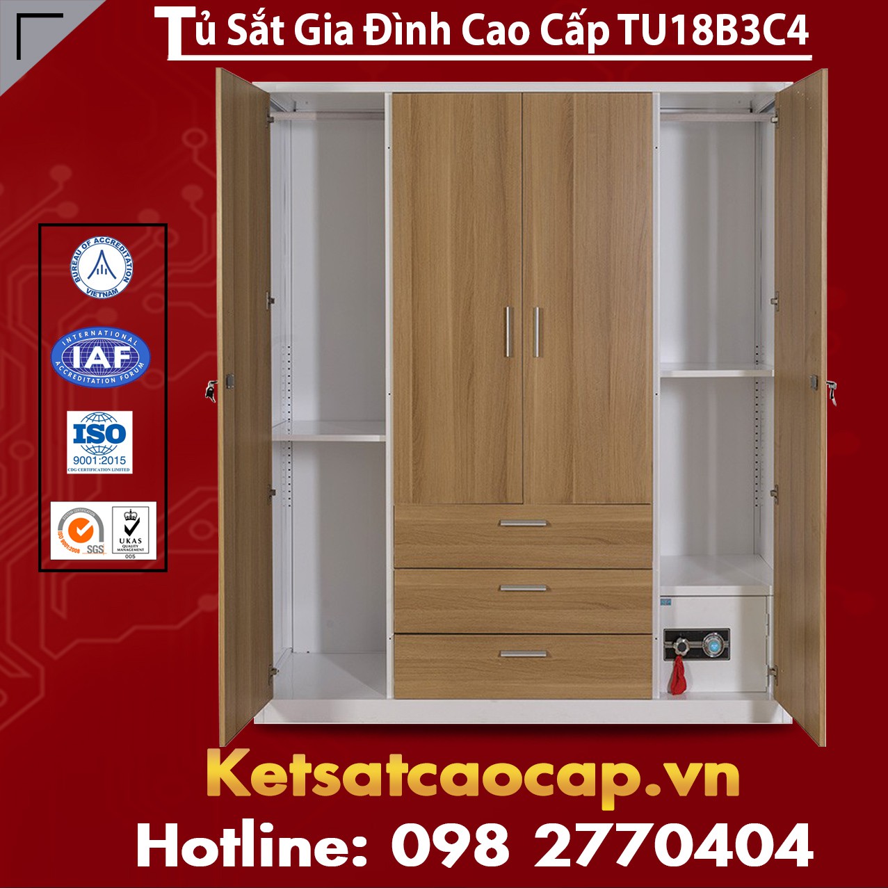 Tủ Sắt Gia Đình TU18B3C4