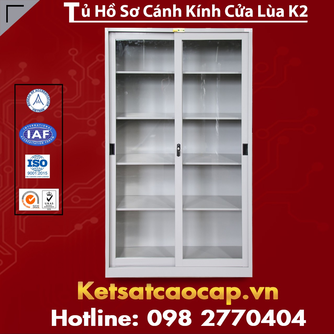 Tủ Hồ Sơ Cánh Kính Cửa Lùa K2