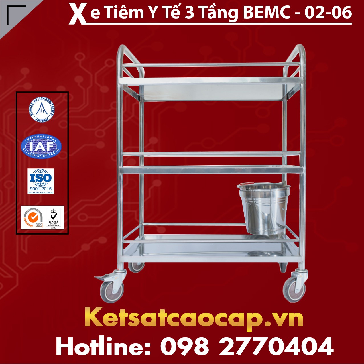 Xe Tiêm Y Tế 3 Tầng BEMC-02-06