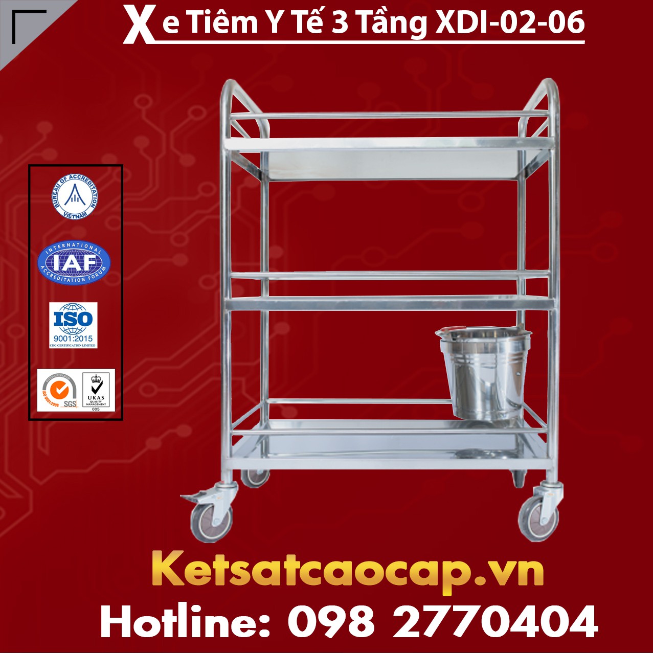 Xe Tiêm Y Tế 3 Tầng XDI-02-06
