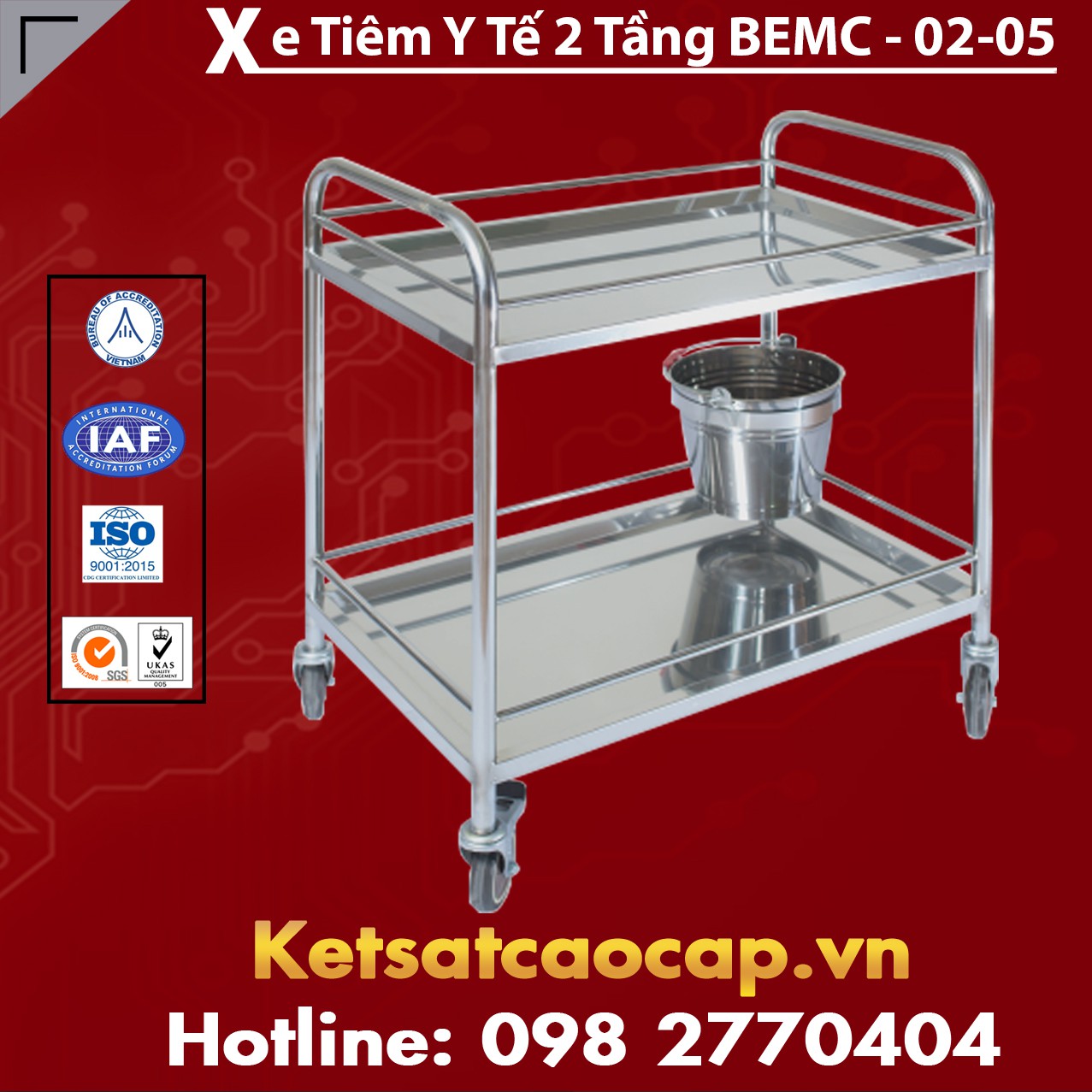 Xe Tiêm Y Tế 2 Tầng BEMC-02-05