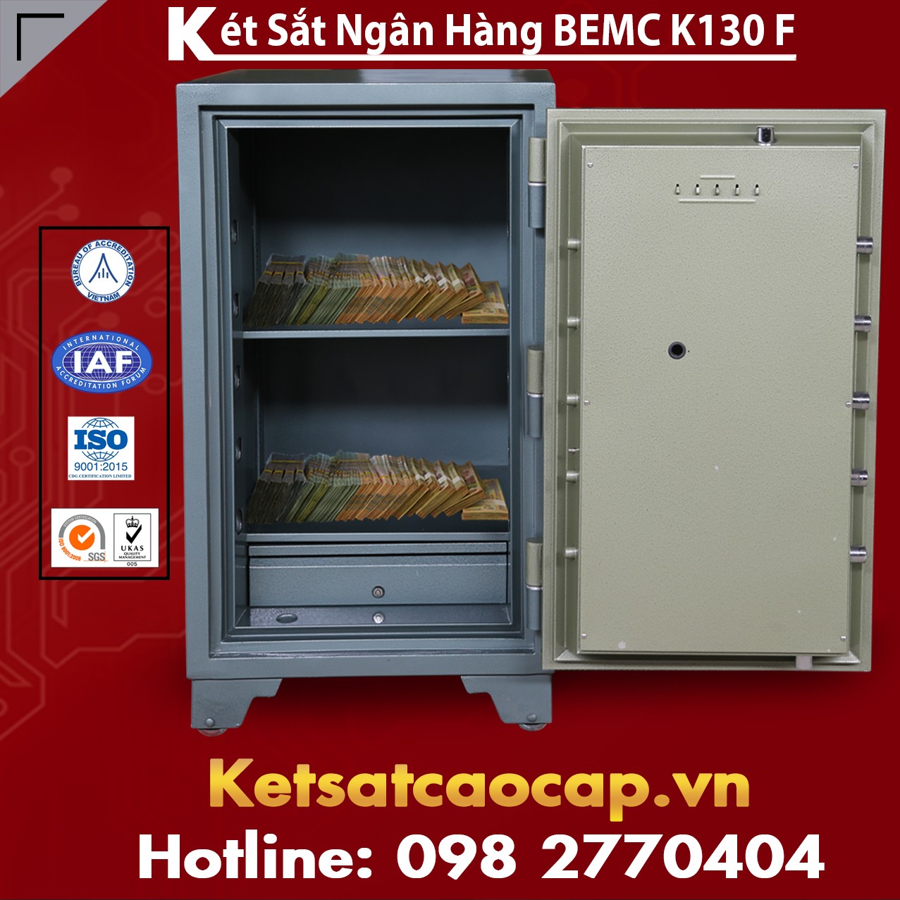 Két Sắt Vân Tay Bank Safes BEMC K130 F Thiết Kế Khóa Mã Phù Hợp BVTS