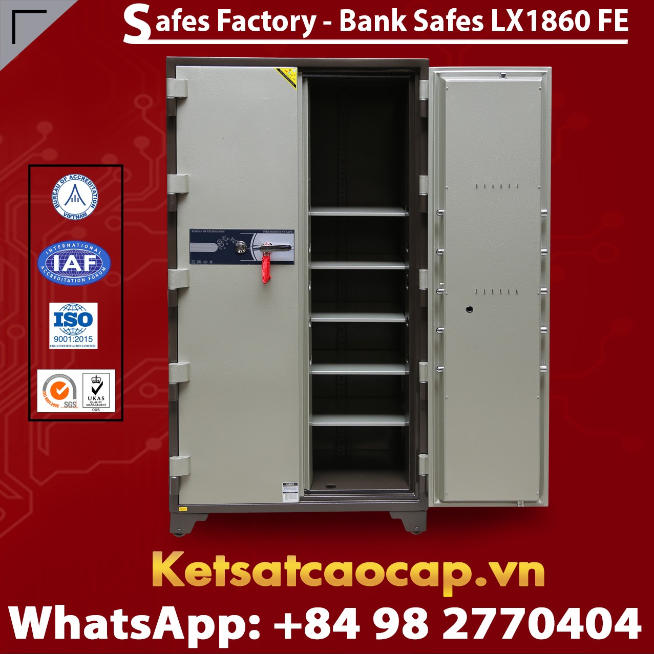 Bank Safes LX 1860 FE Two Door Fingerprint Electronic Locking System