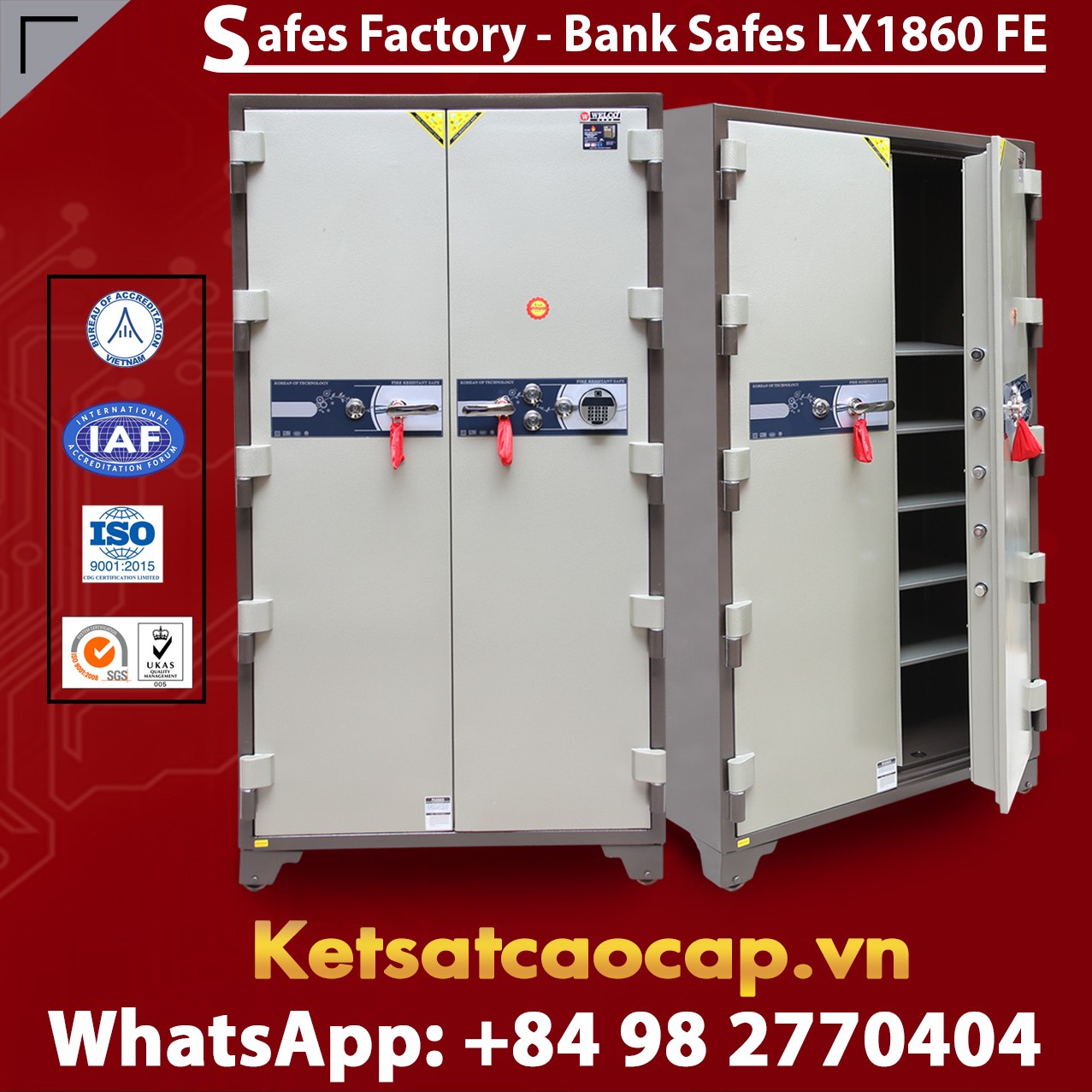 Bank Safes LX 1860 FE Two Door Fingerprint Electronic Locking System