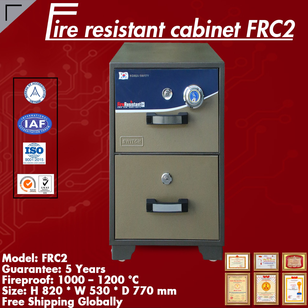 Fire Resistant Cabinet KOREA FRC2 DK Brown