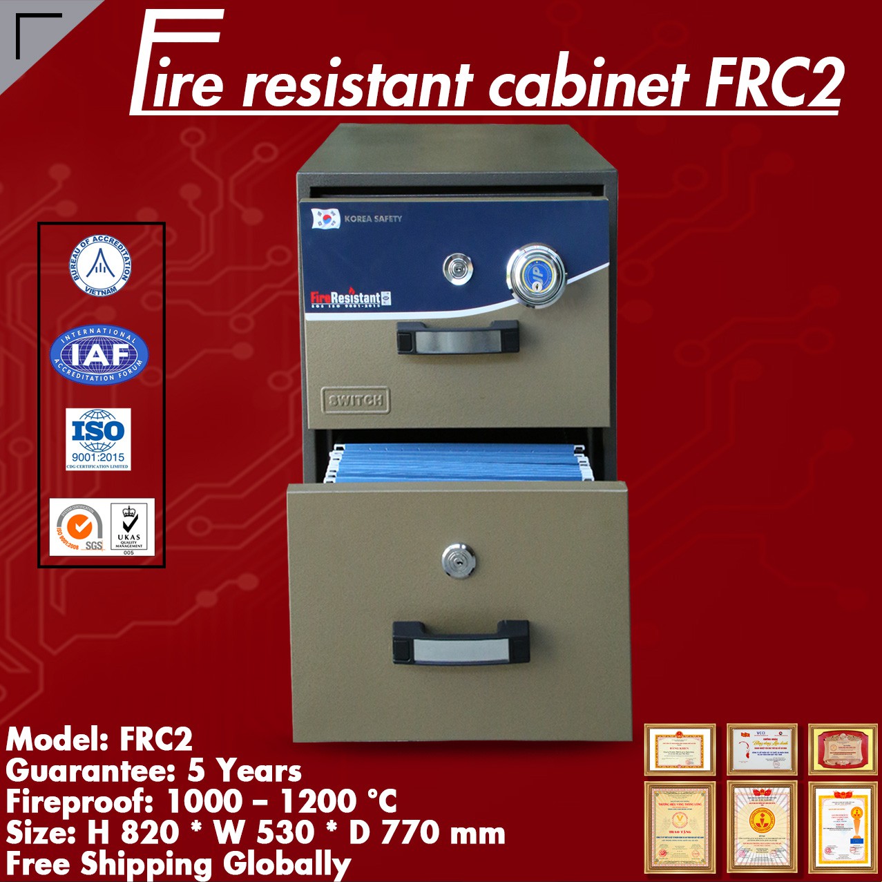 Fire Resistant Cabinets KOREA FRC2 DK Brown