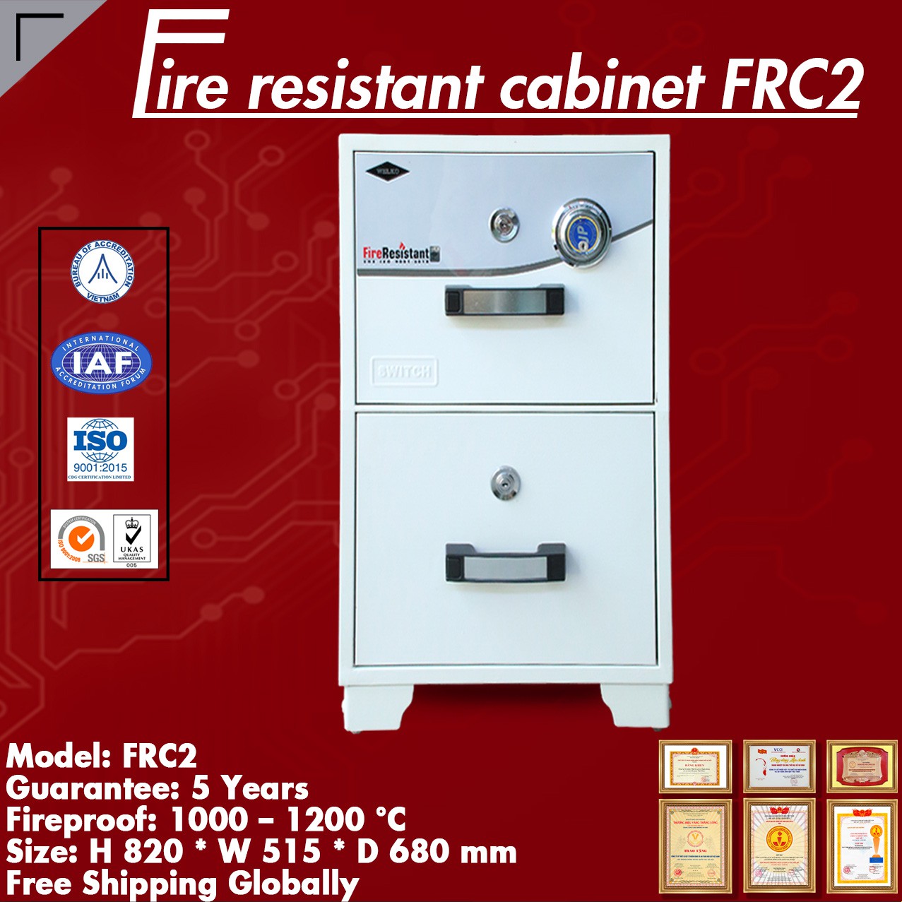 Fire Resistant Cabinets WELKO FRC2 DK White