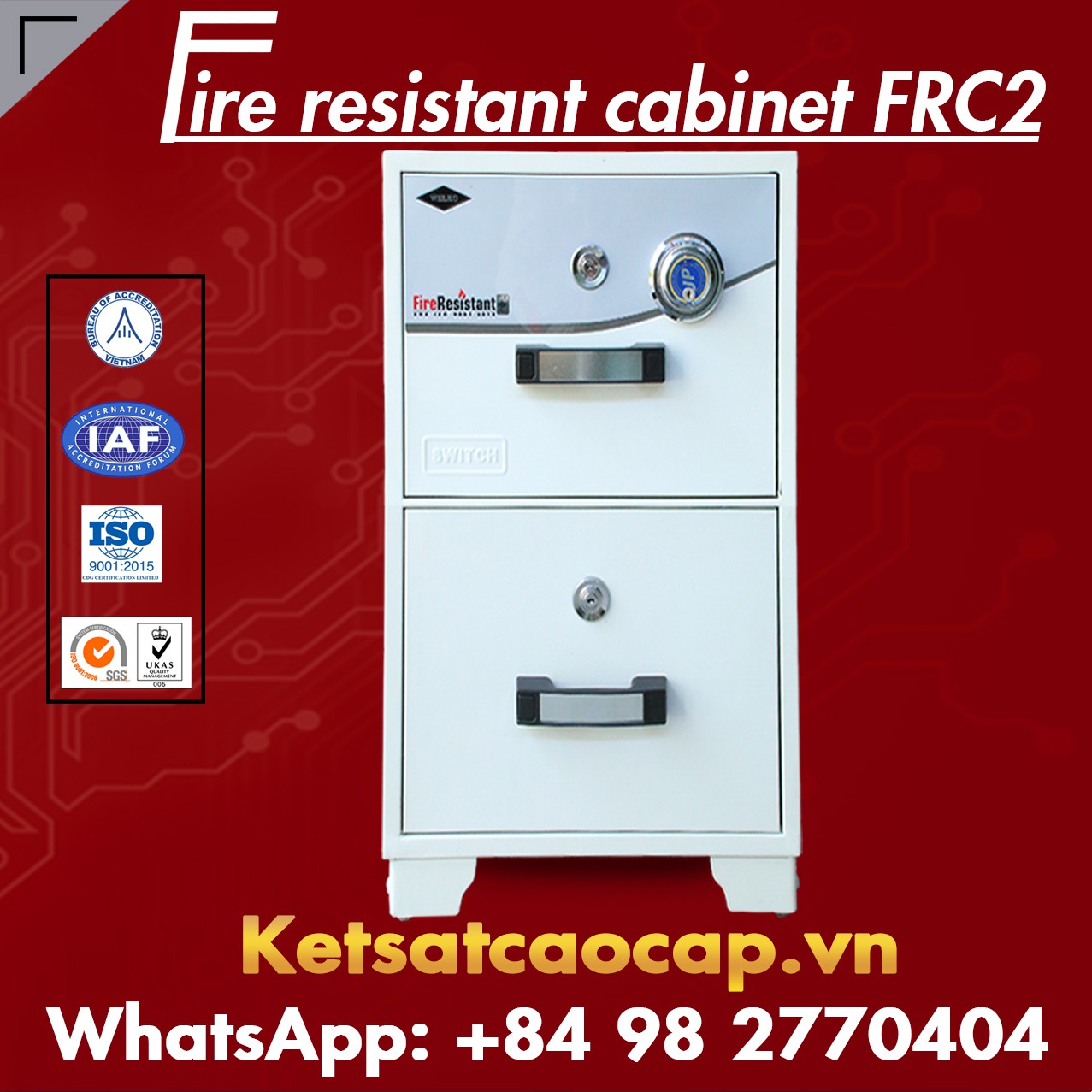 Fireproof Filing Cabinets WELKO FRC2 DK White