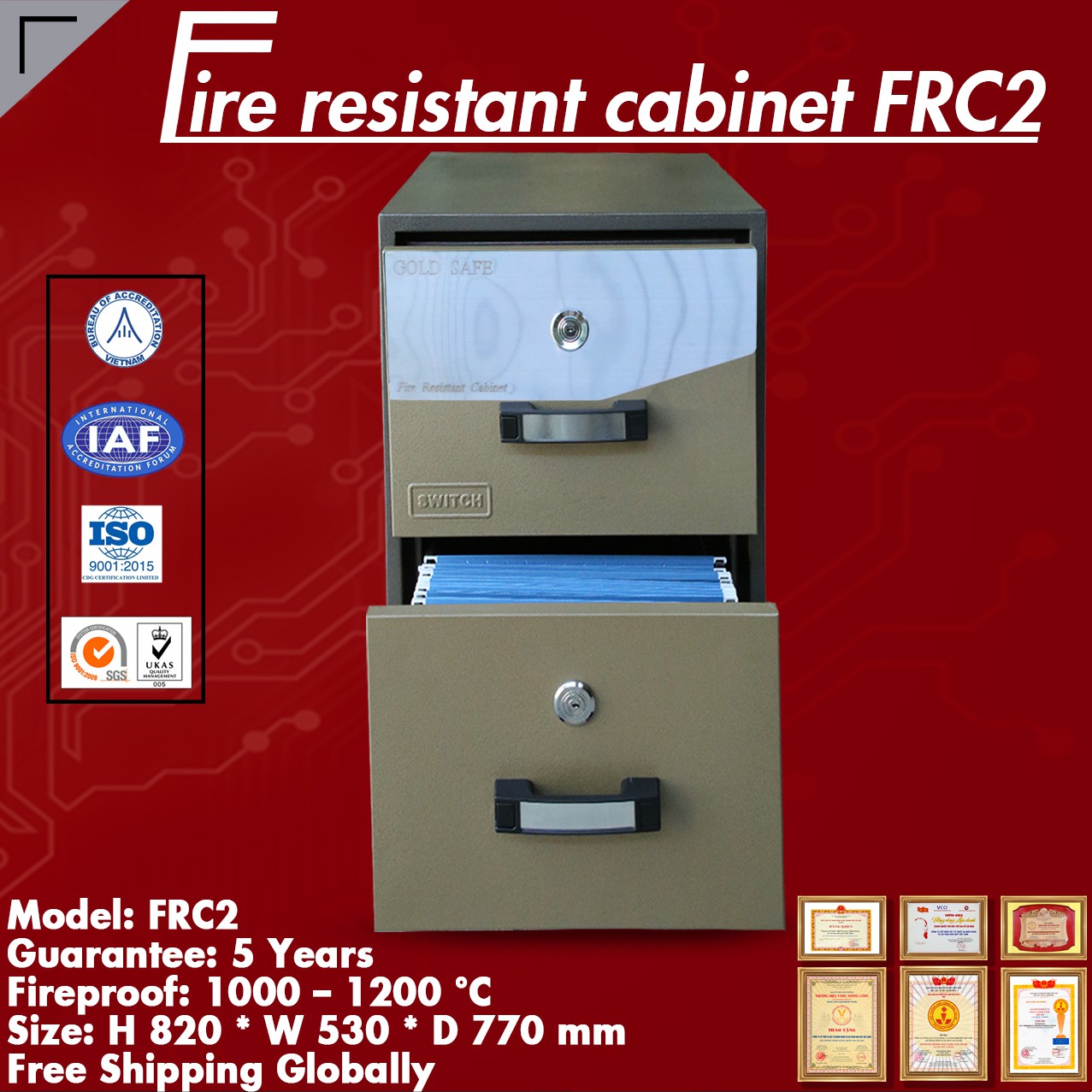 Fire Resistant Cabinet WELKO FRC2 KEY Brown