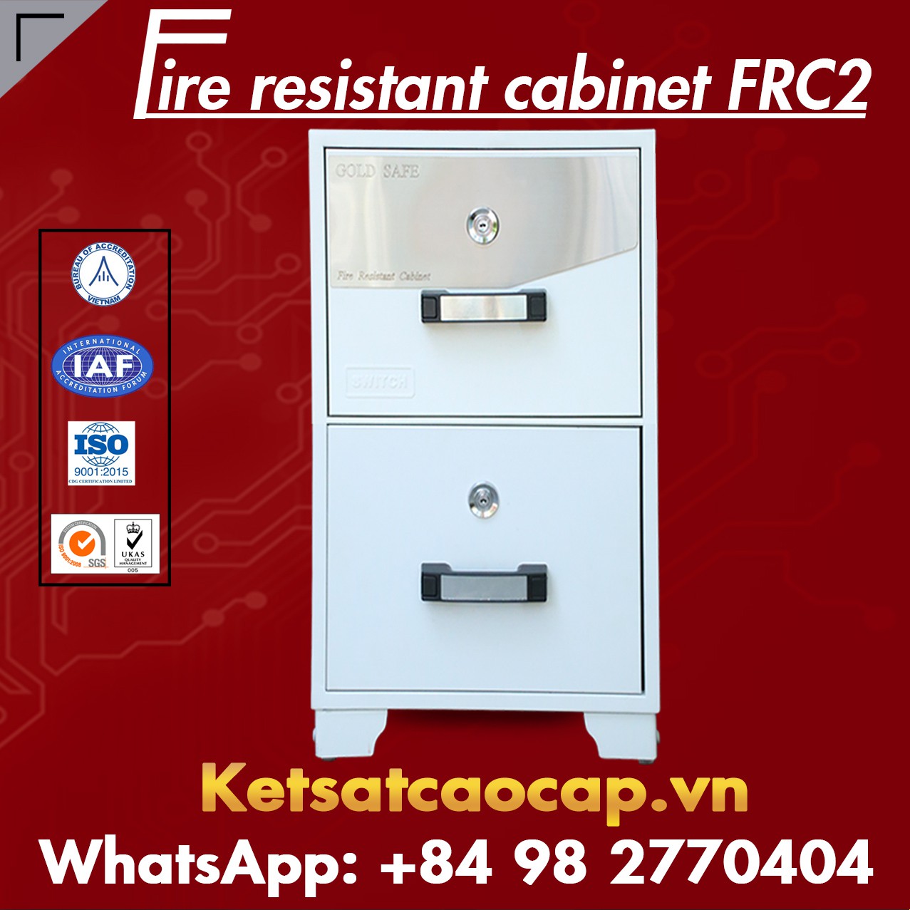 Fireproof Filing Cabinet WELKO FRC2 KEY White