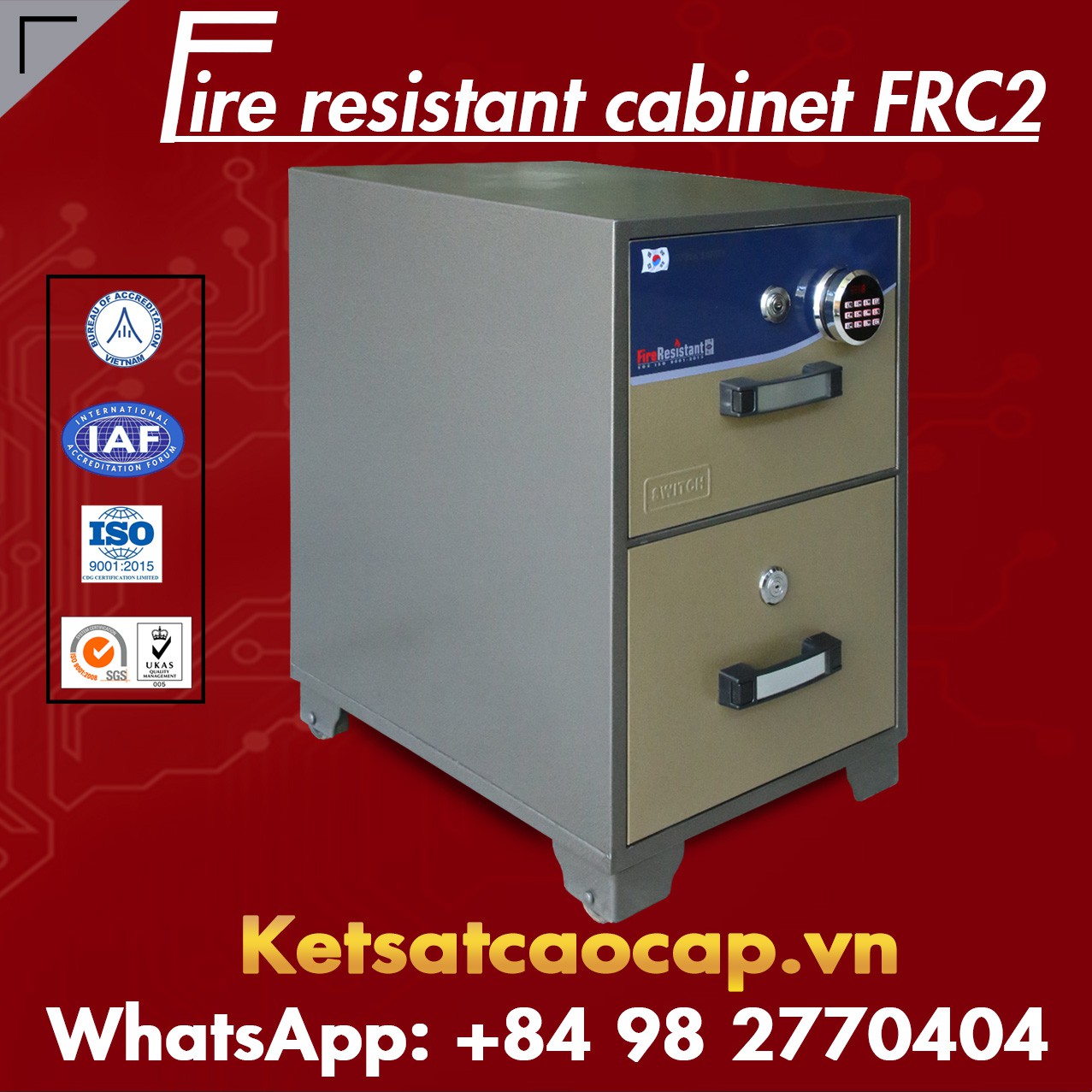 Fire Resistant Cabinet WELKO FRC2 LED Brown