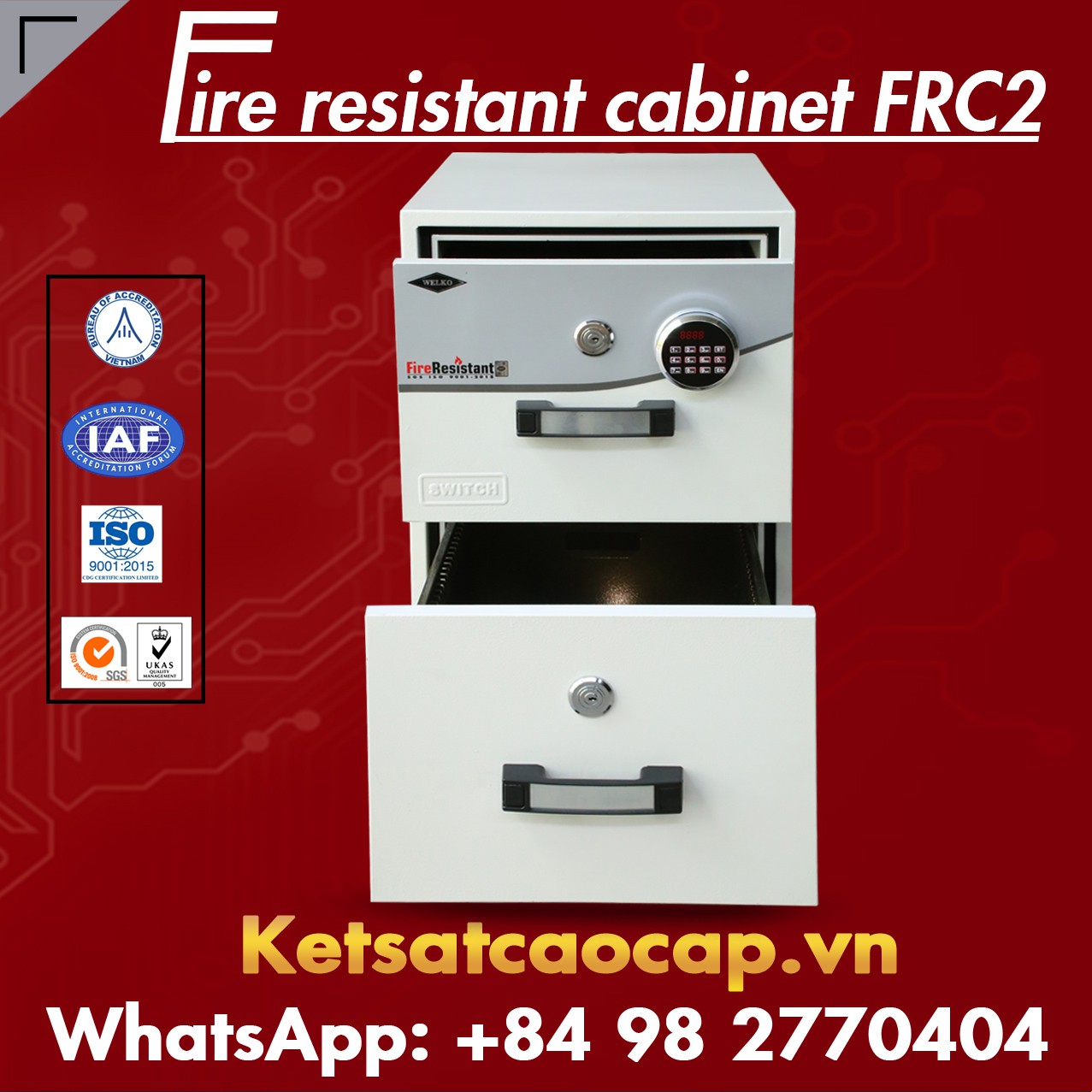 Fire Resistant Cabinets WELKO FRC2 LED White