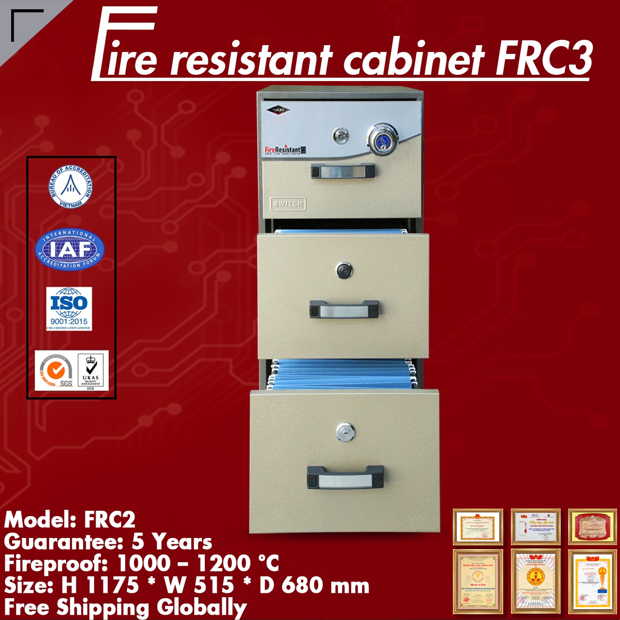Fire Resistant Cabinet WELKO FRC3 DK Brown