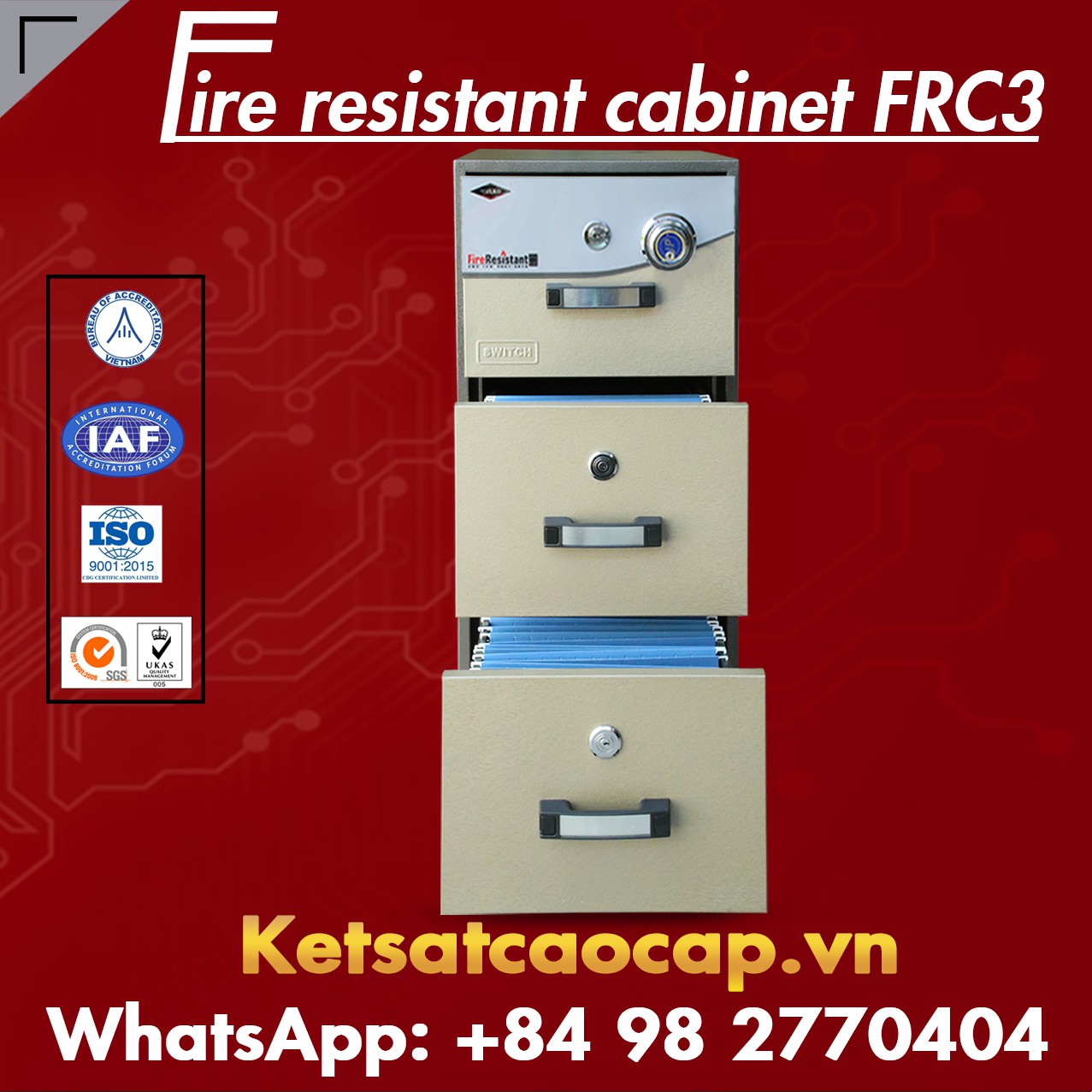 hình ảnh sản phẩm Fire Resistant Cabinet WELKO FRC3 DK Brown