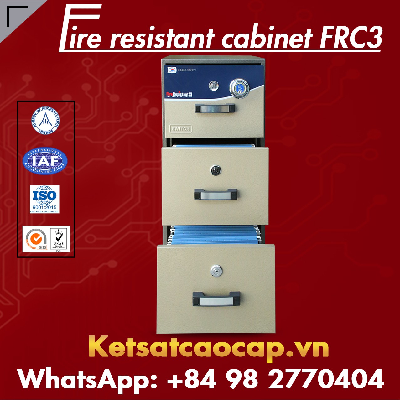 hình ảnh sản phẩm Tủ Sắt Chống Cháy KOREA FRC3 DK Brown
