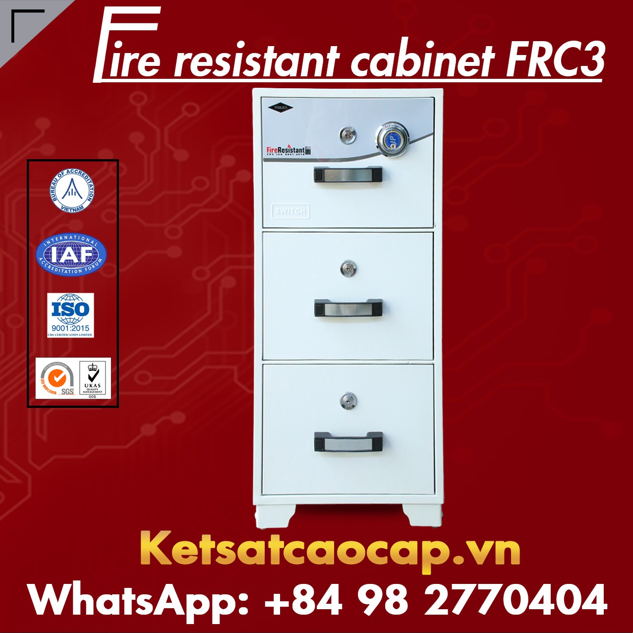 Fireproof Filing Cabinets WELKO FRC3 DK White