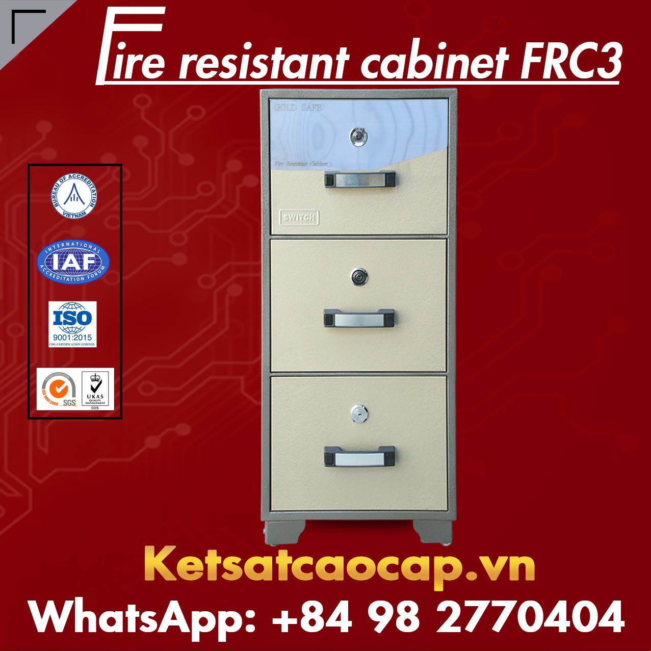 Fire Resistant Cabinet WELKO FRC3 KEY Brown