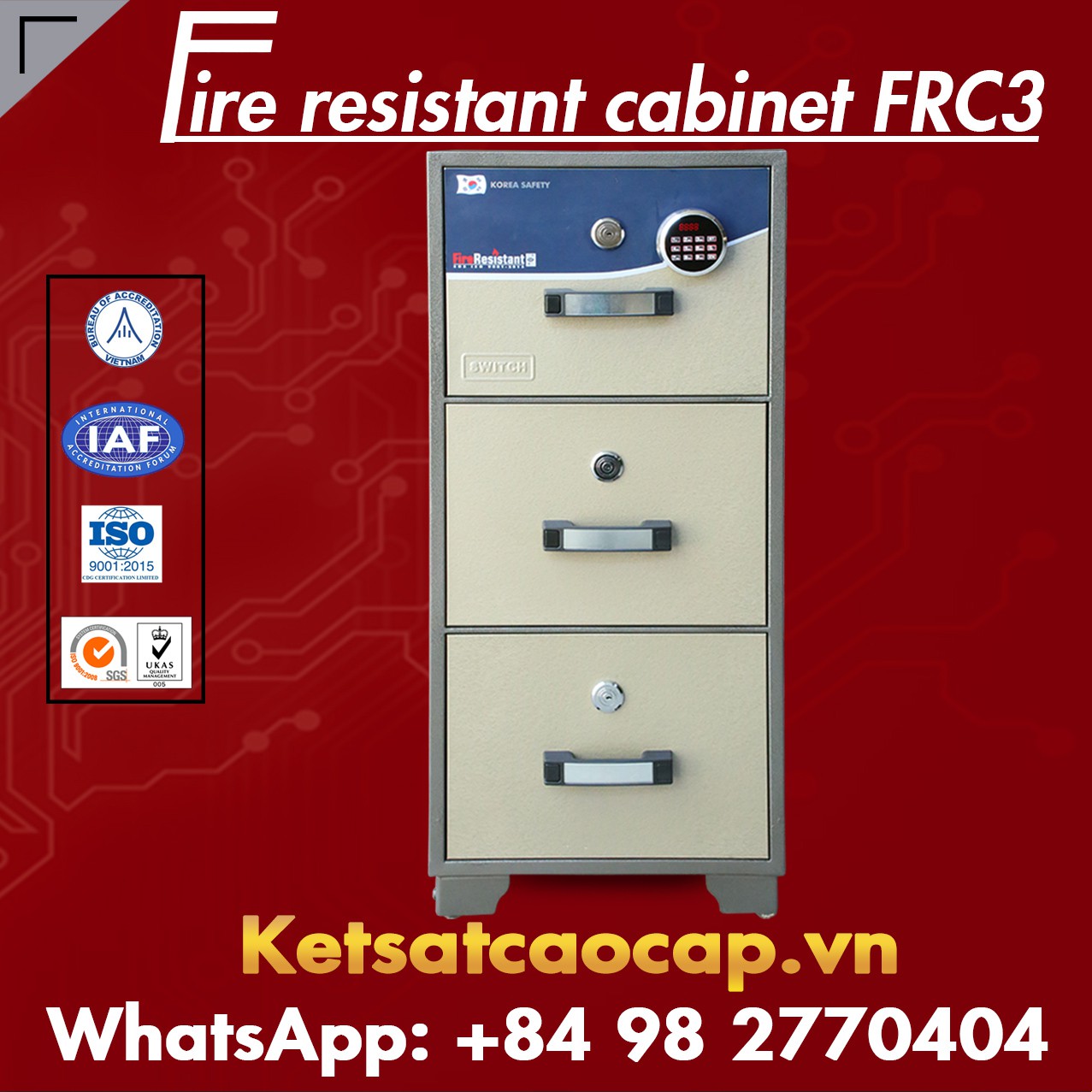 Fire Resistant Cabinet WELKO FRC3 LED Brown