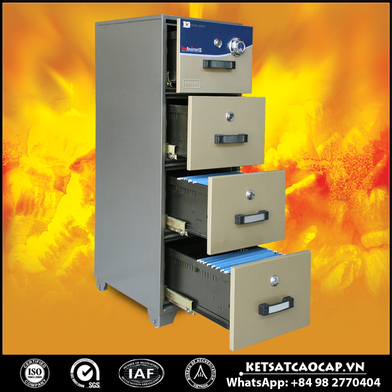 2 Drawers Fireproof Filing Cabinet