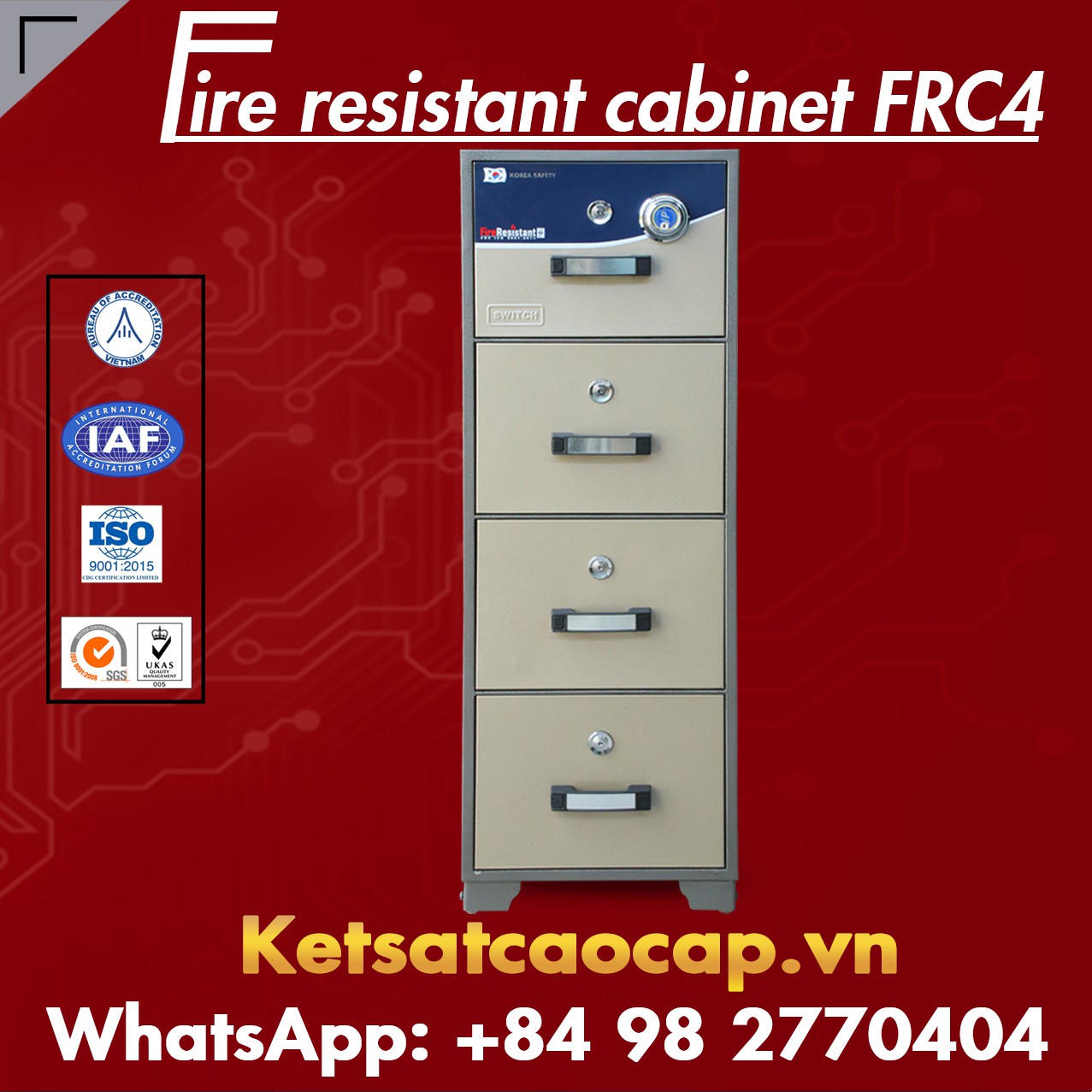 Fireproof Filing Cabinets KOREA FRC4 DK Brown