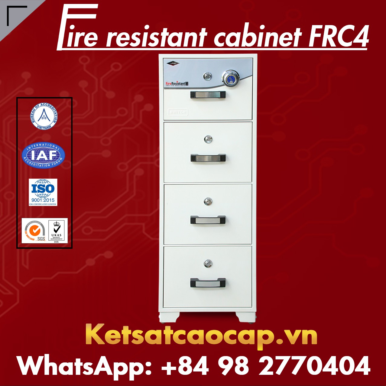 Fireproof Filing Cabinet WELKO FRC4 DK White