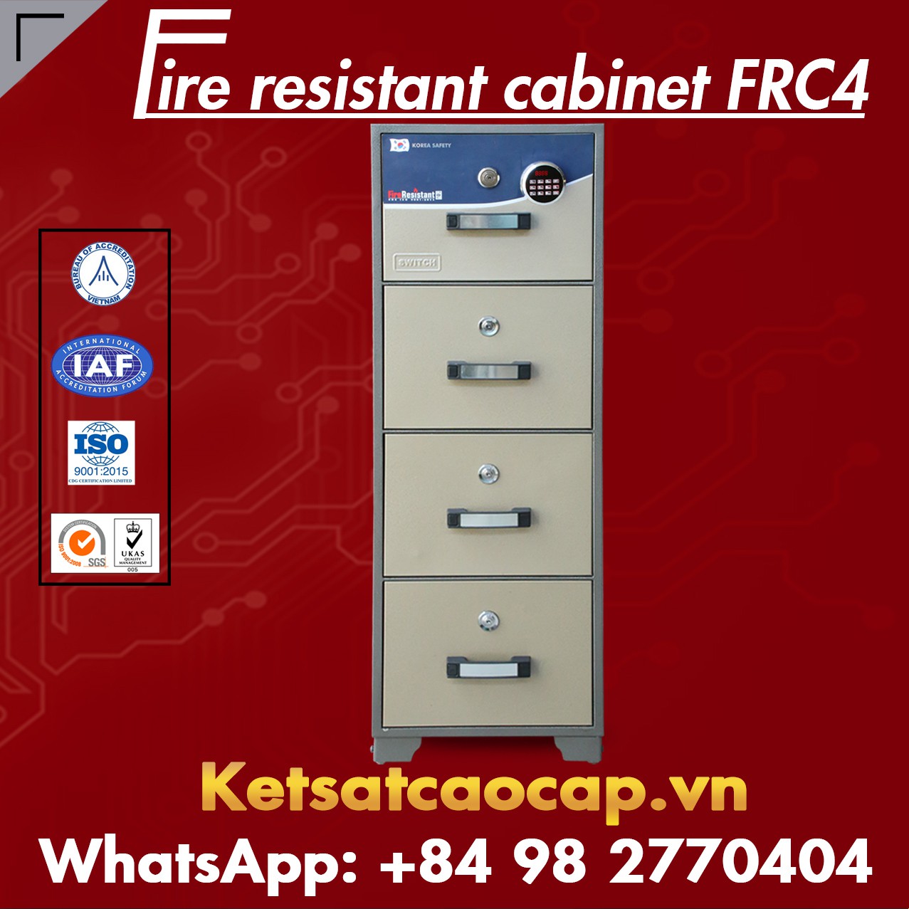 4 Drawers Fireproof Filing Cabinet