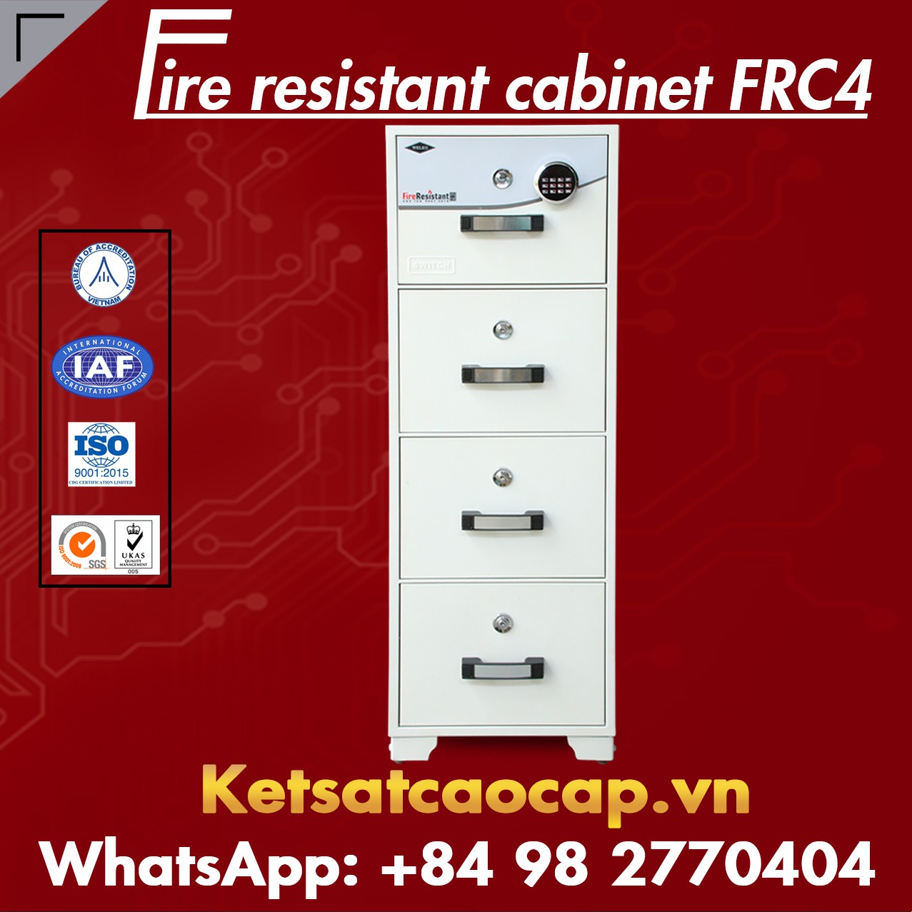 Fire Resistant Cabinet WELKO FRC4 LED White