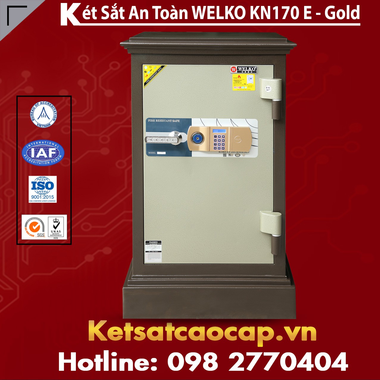 Két Sắt Công Ty Văn Phòng WELKO KN170 Brown - E Gold