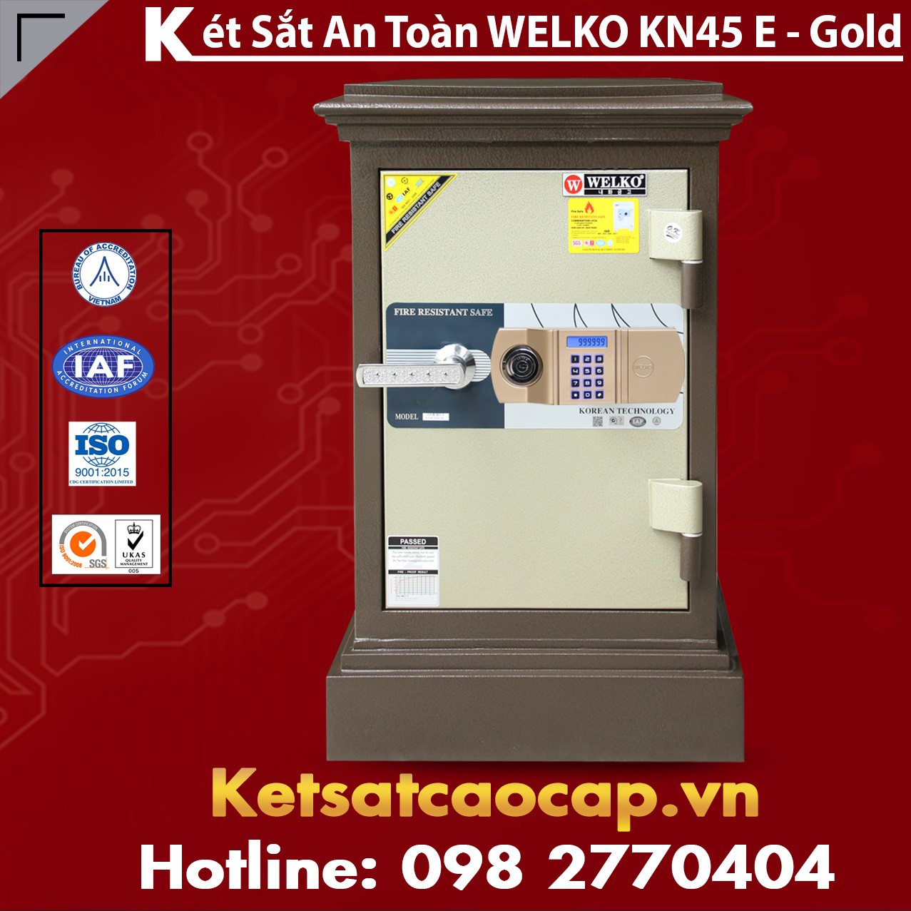 Két Sắt Công Ty Văn Phòng WELKO KN45 Brown - E Gold