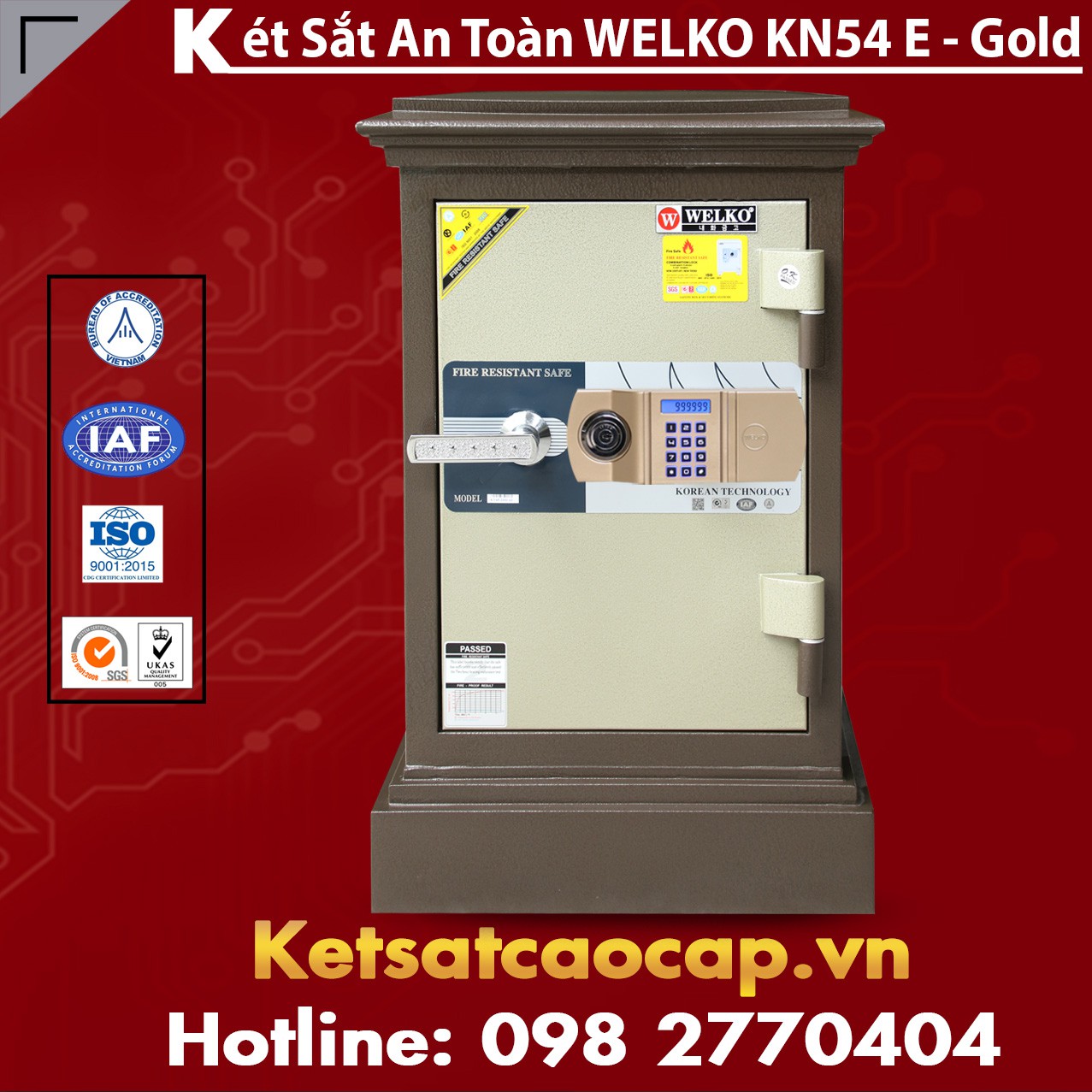 Két Sắt Công Ty Văn Phòng WELKO KN54 Brown - E Gold