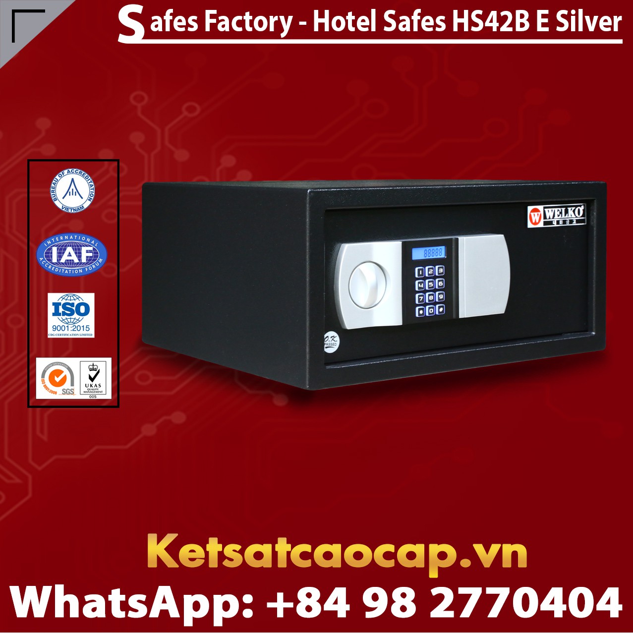 Portable Hotel Safes WELKO HS42 Black - E Silver