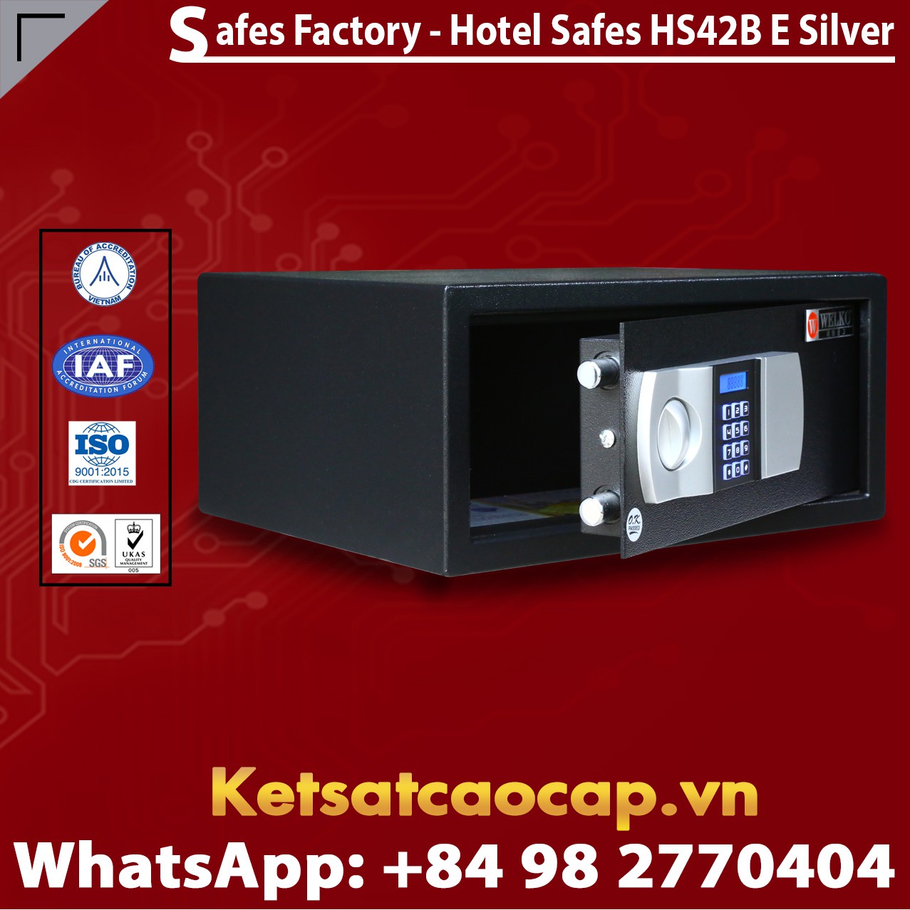 Portable Hotel Safes WELKO HS42 Black - E Silver