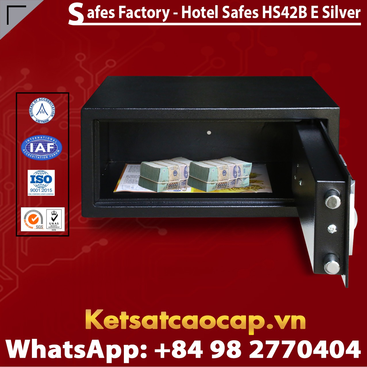 Safes in Hotel WELKO HS42 Black - E Silver