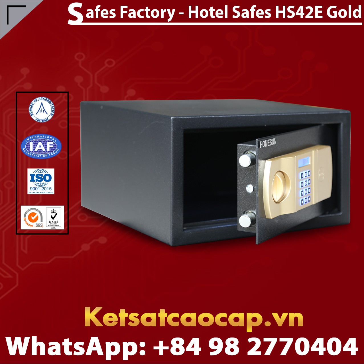 Hotel Room Safe HOMESUN HS42 E Gold